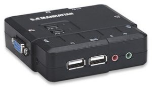 151252 Switch KVM Compacto de 2 Puertos USB, con cables y soporte de audio; controle dos computadoras USB desde un solo teclado, monitor y ratón