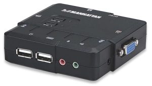 151252 Switch KVM Compacto de 2 Puertos USB, con cables y soporte de audio; controle dos computadoras USB desde un solo teclado, monitor y ratón