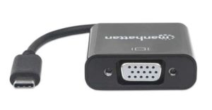 151771 Convertidor USB-C a VGA; Convierte una señal USB-C a una pantalla VGA, soporta resoluciones de hasta 1920x1080p a 60Hz