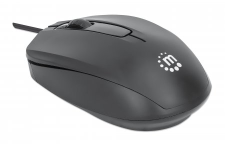 190190 Mouse USB óptico con cable, tres botones con rueda de desplazamiento, 1000 ppp, ambidiestro, cable de 1 m, negro, 3 años de Garantia.