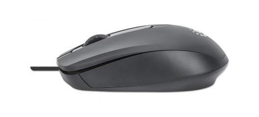 190190 Mouse USB óptico con cable, tres botones con rueda de desplazamiento, 1000 ppp, ambidiestro, cable de 1 m, negro, 3 años de Garantia.
