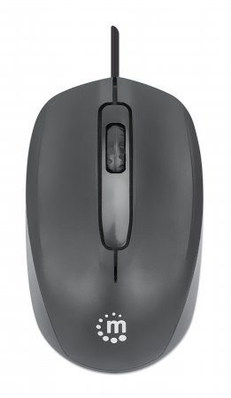 190190 Mouse USB óptico con cable, tres botones con rueda de desplazamiento, 1000 ppp, ambidiestro, cable de 1 m, negro, 3 años de Garantia.