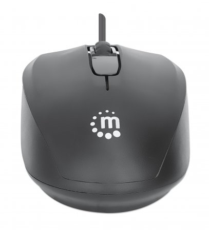 190190 Mouse USB óptico con cable, tres botones con rueda de desplazamiento, 1000 ppp, ambidiestro, cable de 1 m, negro, 3 años de Garantia.