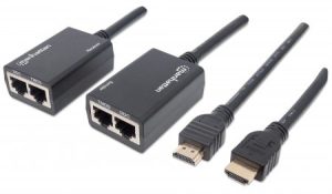 207386 Extensor de HDMI por Cat5e/Cat6; Extiende tu señal de 1080p hasta a 30m, cables HDMI integrados.