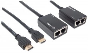 207386 Extensor de HDMI por Cat5e/Cat6; Extiende tu señal de 1080p hasta a 30m, cables HDMI integrados.