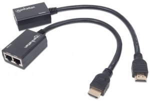207386 Extensor de HDMI por Cat5e/Cat6; Extiende tu señal de 1080p hasta a 30m, cables HDMI integrados.