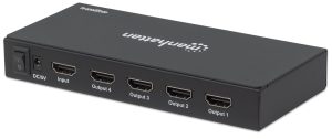 207805 Video Splitter HDMI 4K de 4 puertos, Replica una señal de audio/video digital de ultra alta definición (UHD), para hasta cuatro pantallas.