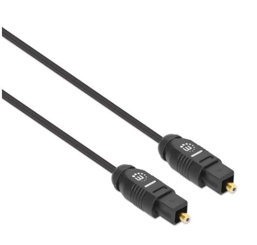 356077 Cable de audio digital óptico Toslink, M-M,Longitud 2m, contactos dorados, Color negro.