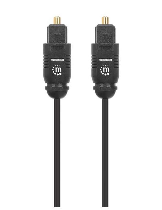 356077 Cable de audio digital óptico Toslink, M-M,Longitud 2m, contactos dorados, Color negro.
