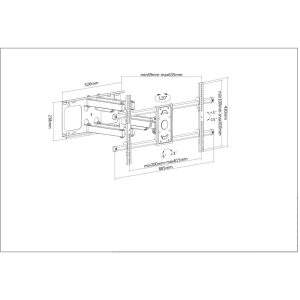 461290 Soporte para TV, de pared articulado, pantallas curvas o planas de 37 pulgadas a 90 pulgadas de máximo 75 kg