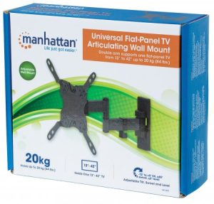461405 Soporte para TV de pared, movimiento articulado, pantallas planas de 13 a 43 de máximo 20kg, Se despliega hasta en 27.3 cm