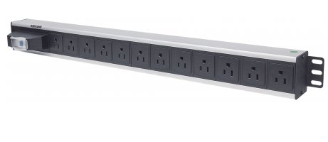 713955 Barra multicontactos vertical con 12 salidas - Contactos tipo NEMA, control y protección: interruptor neumático sencillo, cable 1.6 mts