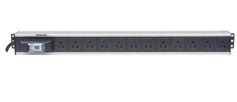 713955 Barra multicontactos vertical con 12 salidas - Contactos tipo NEMA, control y protección: interruptor neumático sencillo, cable 1.6 mts