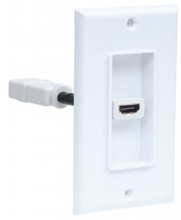771719 Placa de pared HDMI de un puerto, Compatible con cajas de montaje de distribución sencilla, ranuras y cajas montadas en pared.