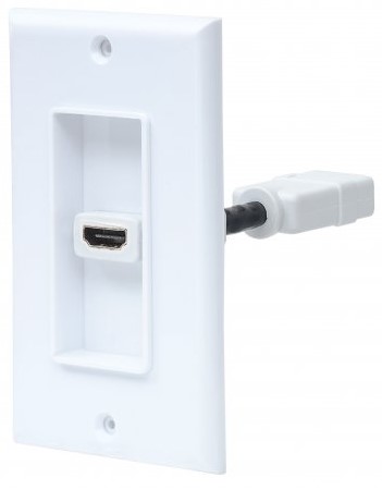 771719 Placa de pared HDMI de un puerto, Compatible con cajas de montaje de distribución sencilla, ranuras y cajas montadas en pared.