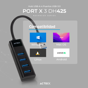Adaptador Hub USB 3.0 PORT X 3 DH425 Acteck