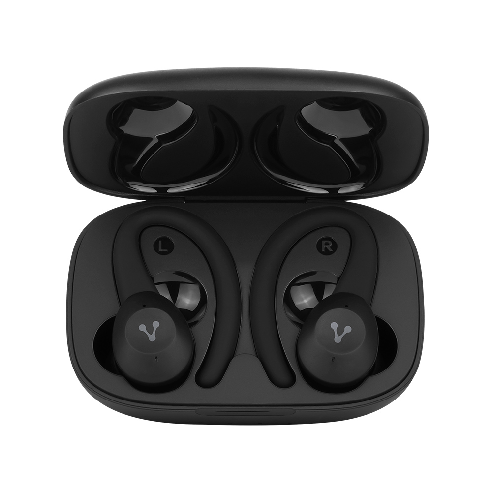Audífonos. Vorago ESB-500-PLUS. TWS Bluetooth 5.0 IPX5. manos libres, earhooks / gancho desmontables 18 Hrs Super Bass 740mAh control táctil