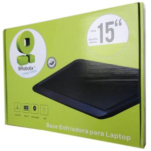 Base Enfriadora, luz led, ángulo ajustable, 1 Hub USB, 9 a 15 Pulgadas , Negro, BROBOTIX 044695N