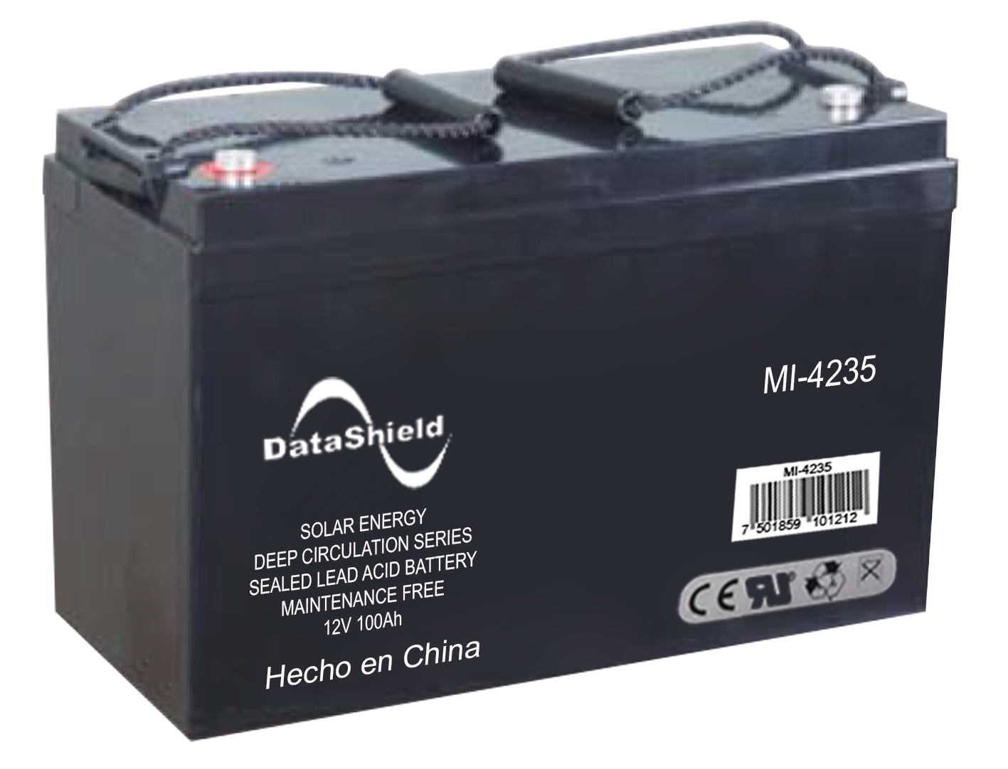 Batería DATASHIELD MI-4235, 100 Ah , Sistemas solares y/o inversores cargadores solares, 12 V, Negro