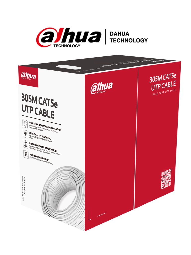 Bobina Dahua Technology DH-PFM920I-5EUN, 305 m, Blanco, Interior, 5e, Cobre