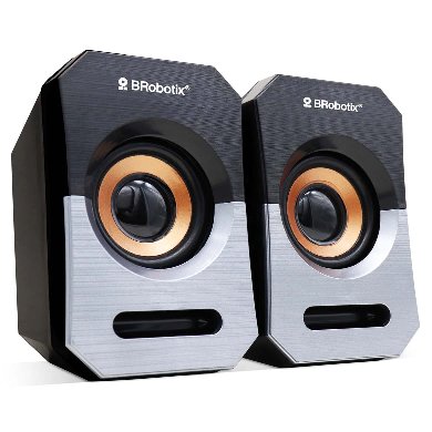 Bocinas Multimedia BROBOTIX 963913, 3 W, Negro/Plata/Naranja, 20Hz - 20KHz