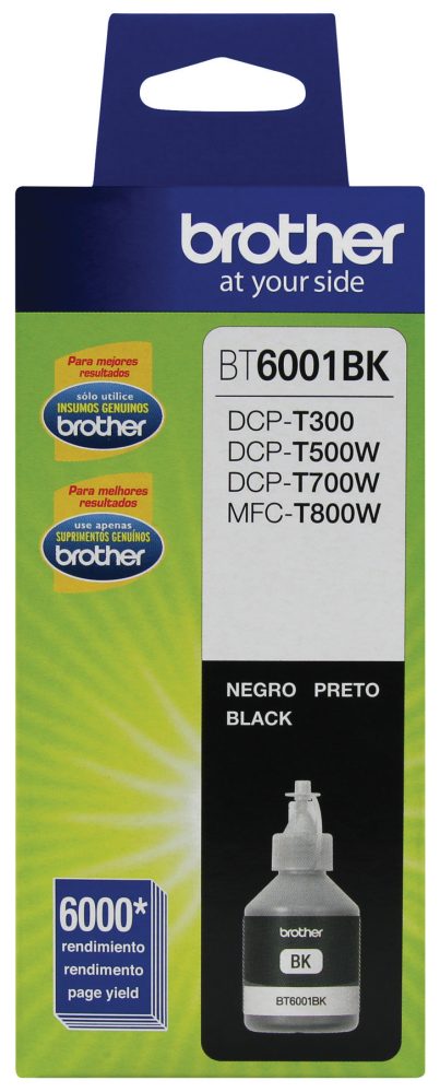Botella de tinta Negra Brother BT6001BK, compatible solo con equipos DCPT300, DCPT500W, DCPT700W, MFCT800W