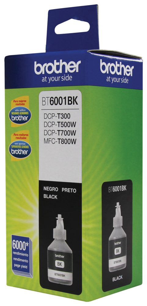 Botella de tinta Negra Brother BT6001BK, compatible solo con equipos DCPT300, DCPT500W, DCPT700W, MFCT800W