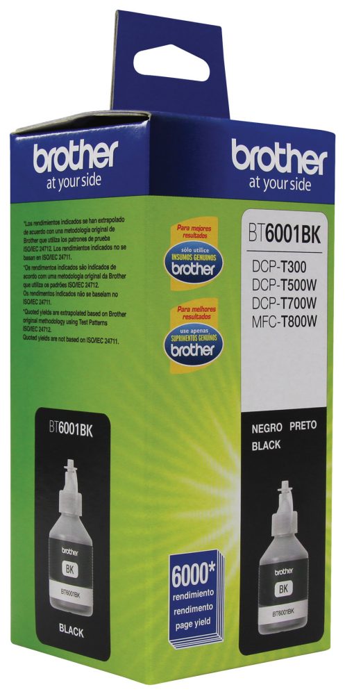 Botella de tinta Negra Brother BT6001BK, compatible solo con equipos DCPT300, DCPT500W, DCPT700W, MFCT800W
