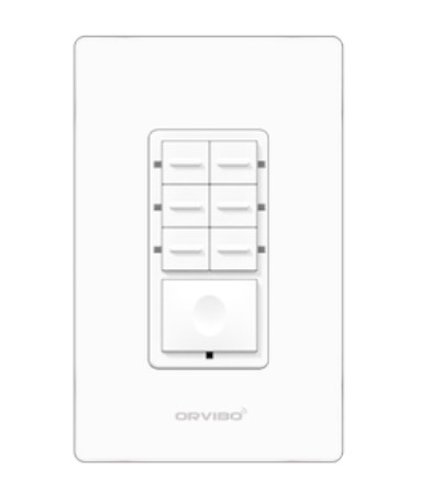 Botonera de 7 Escenas Inteligente Orvibo T10S7ZW-1UO, Color blanco, Inalámbrico y alámbrico, Wi-Fi, 2400 MHz, 120 - 270