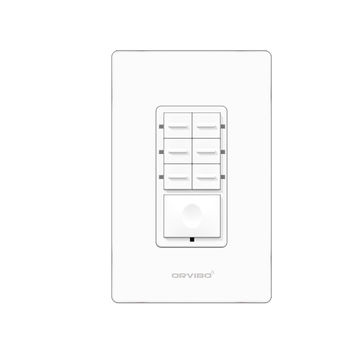 Botonera de 7 Escenas Inteligente Orvibo T10S7ZW-1UO, Color blanco, Inalámbrico y alámbrico, Wi-Fi, 2400 MHz, 120 - 270