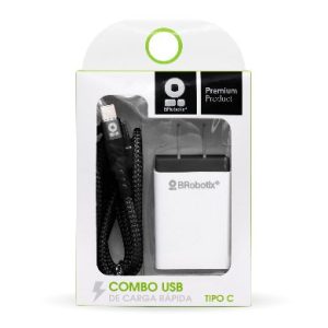 CARGADOR BROBOTIX USB C/CABLE TIPO C CARGA RÁPIDA 963325, Negro, Pared, 5 V, 1