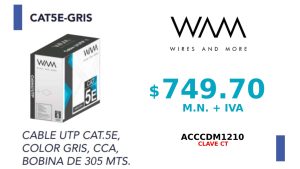 Cable UTP WAM CAT5E-GRIS, 305 m, Gris, CAT5e
