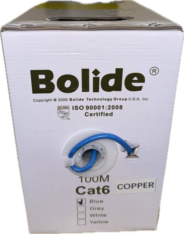 Cable de red UTP Bolide Categoría 6, BP0033/CAT6/CMX-100, bobina de 100 mts, 100% cobre, 550Mhz, cubierta de PVC