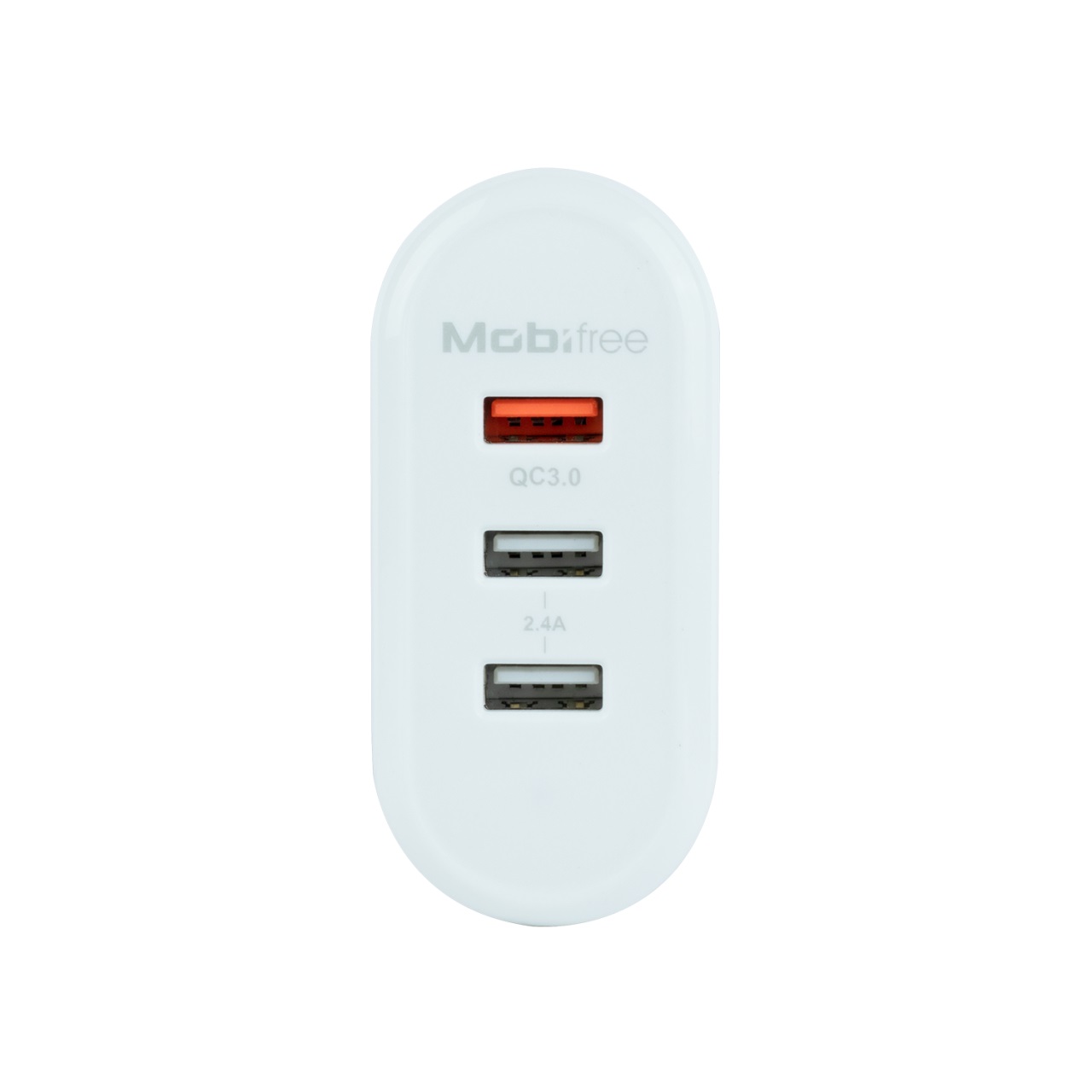 Cargador Mobifree Cargador de pared 3 puertos USB, Color blanco, Pared, Corriente alterna, USB, 3