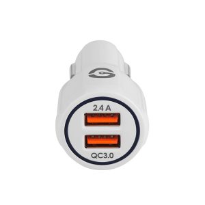 Cargador de Coche GETTTECH GCC-2U22-01, Blanco, Auto