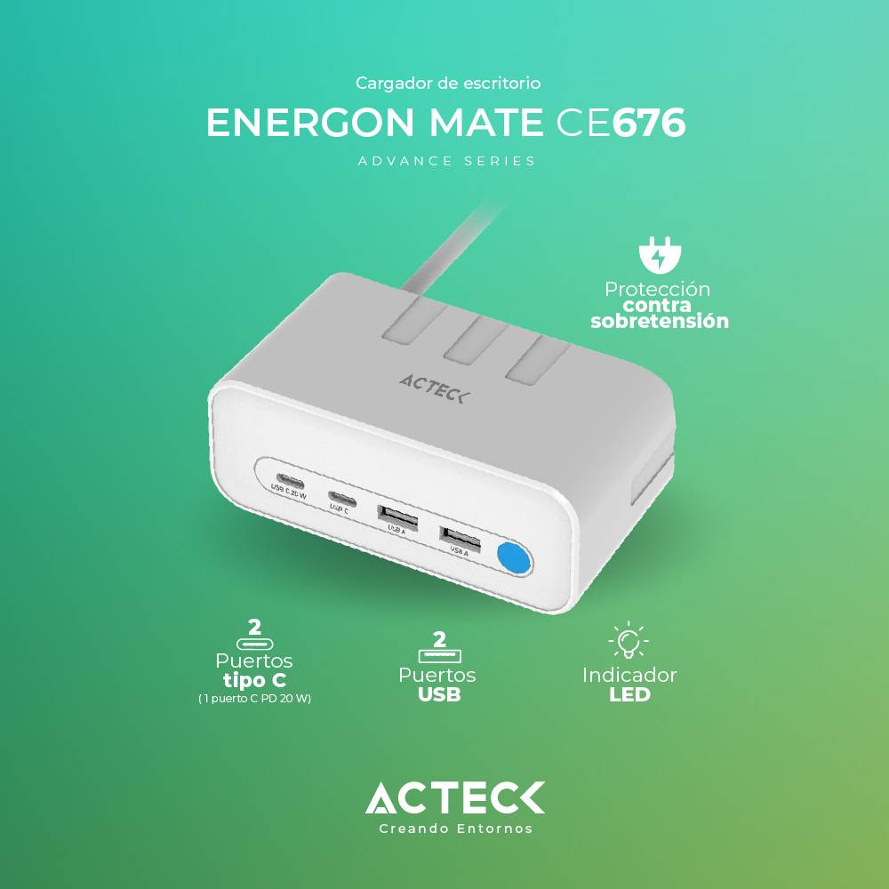 Cargador de escritorio Energon MATE CE4676 Acteck 7 en 1