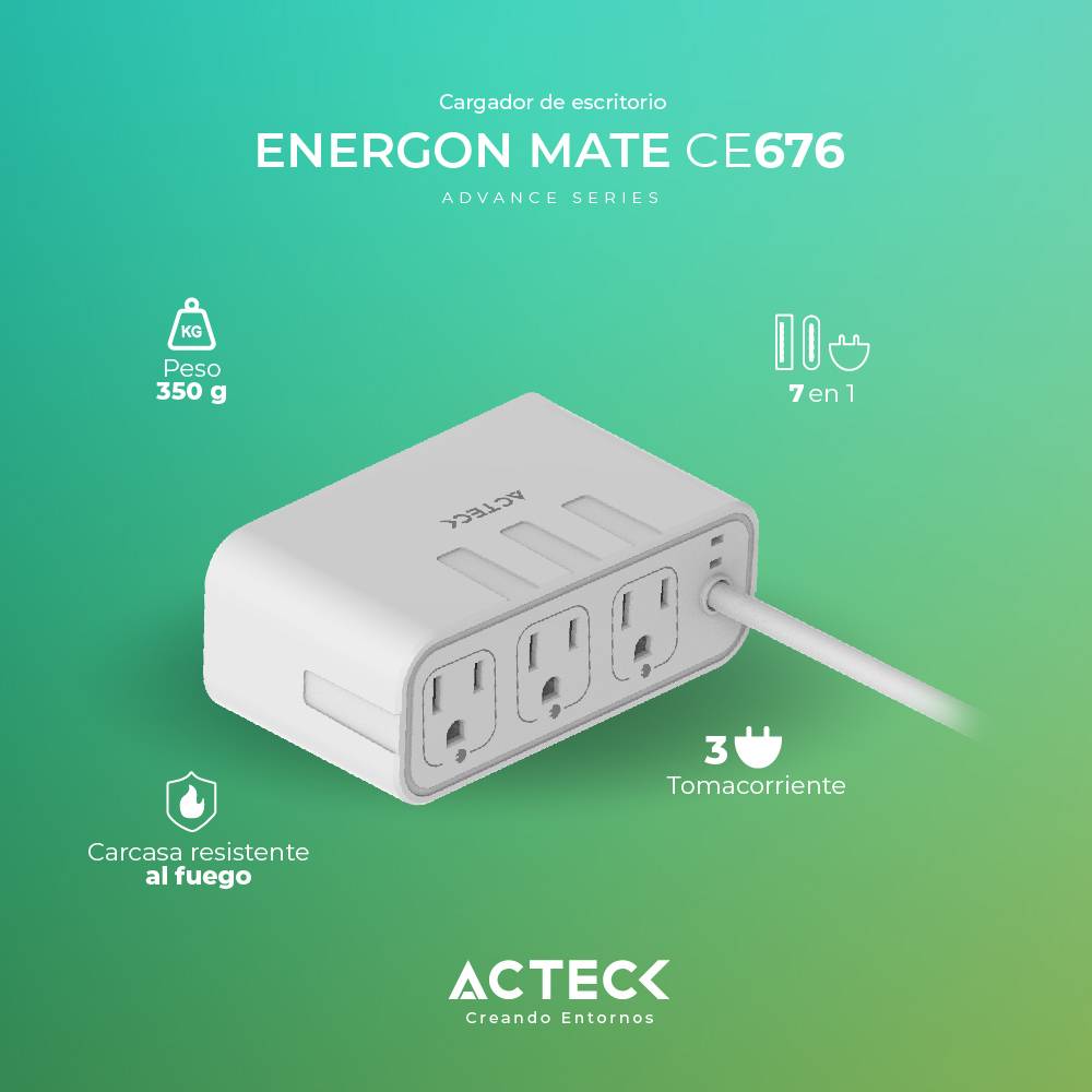 Cargador de escritorio Energon MATE CE4676 Acteck 7 en 1