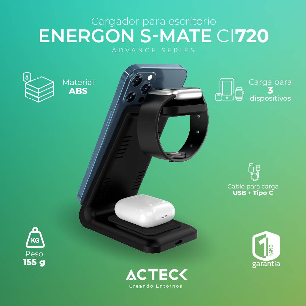 Cargador para Escritorio ENERGON S MATE CI720 Acteck