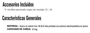Charola NORTH SYSTEM, Negro, Acero
