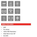 Cámara Bala PRO Marca Provision (I4-320A-28), Cámara bala AHD 2 MP compatible CVI/TVI /Analogo, Lente fijo 2.8 (88°) mm