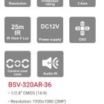 Cámara Bala PROVISION ISR BSV-320AR-36 2MP, AHD, 25m IR, 4 en 1, Serie Rainbow, Serie Pro, Led inteligente Full Color 24/7, IP67
