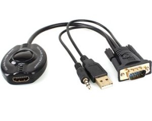 Convertidor VGA a HDMI, VGA a HDMI+ Audio 3.5mm, Negro, BROBROTIX, 150620