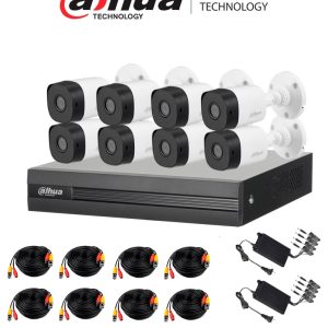 DAHUA KITXVR1B08- I+8-B1A21- Kit de 8 Canales 2 Megapixeles/ DVR Cooper-I WizSense/ Con IA/ H.265+/ 8 Camaras B1A21 1080p/ 8 Canales + 2 IP