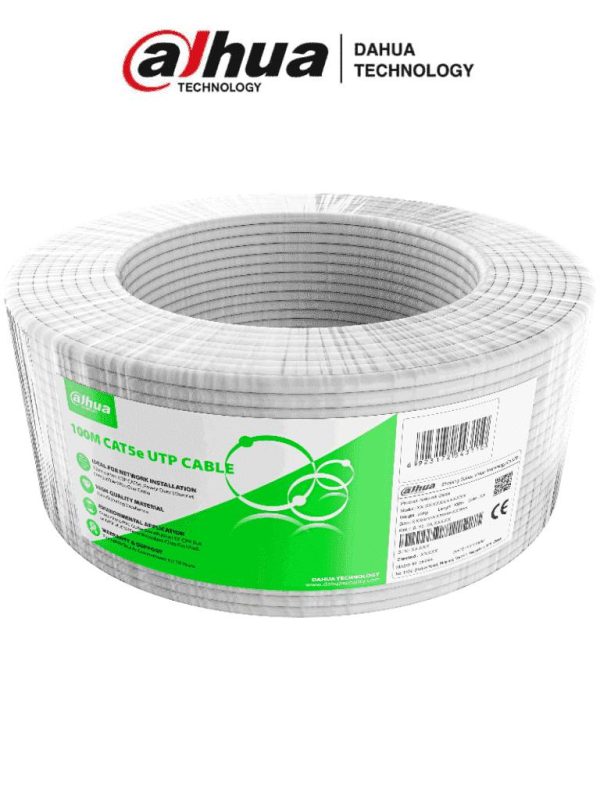 DAHUA PFM922I-5EUN-C-100 - Bobina de 100 Metros de Cable UTP Cat 5e/ CCA/Color Blanco/ Uso Interior/ Cubierta de FR-PVC (ROHS compliant)
