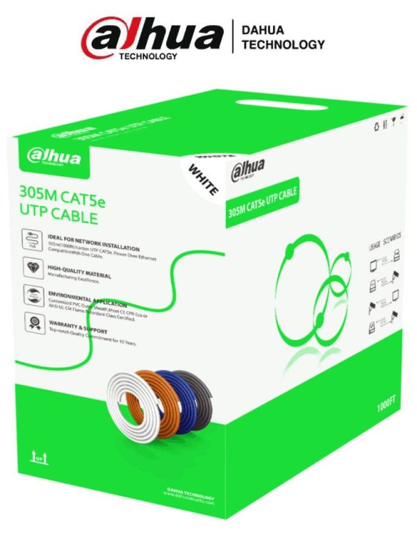 DAHUA PFM922I-5EUN-C - Bobina de Cable UTP Cat5e/ CCA/ 305 Metros/Color Blanco/ Uso Interior/ Cubierta de FR-PVC (ROHS compliant)