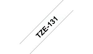 Etiqueta clara continua laminada Brother TZE131, de 12 mm de ancho x 8 mts de largo. Impresión en negro