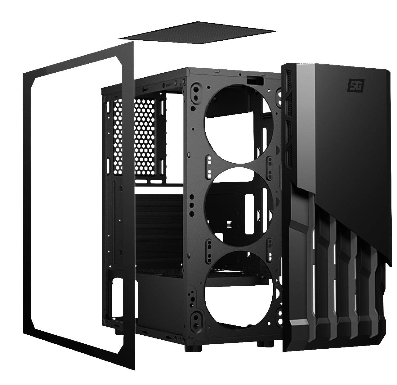 GABINETE GAMER START THE GAME CSG-530 mATX, CRISTAL, USB 3.0, S/FTE, NEGRO