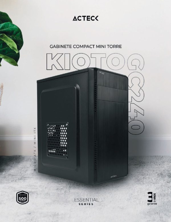Gabinete ACTECK GI240 KIOTO ESSENTIAL SERIES, Gabinete Micro ATX, Mini ITX, Negro, 500 W