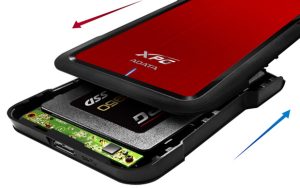 Gabinete Externo ADATA EX500, USB 3.2 Gen1 (compatible con las versiones anteriores USB 2.0), 2.5 pulgadas, Rojo