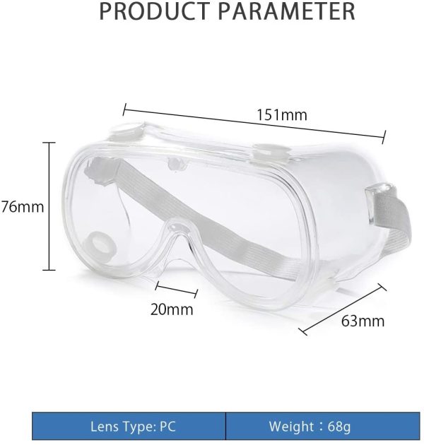 Goggles de protección, GKSA01-B, KSA, 4 válvulas de respiración, grado médico, elástico de sujeción y fijación de sellado para ojos, anti empañante